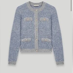 Maje sequin lurex tweed cardigan sweater (s)